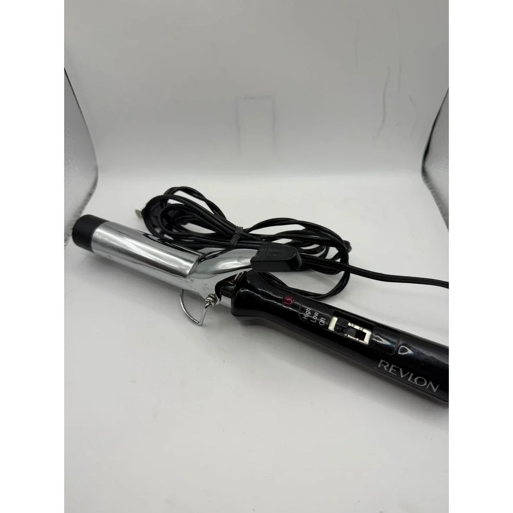 Revlon RV082 1 Inch Curling Iron Chrome Barrel High Low‎ Heat Settings Black